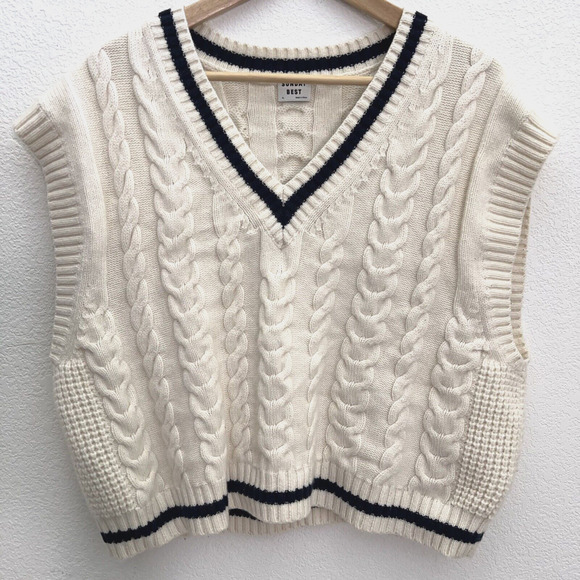 Sunday Best Sweaters - Aritzia Sunday Best Winston Sweater Vest Women XL White Preppy Cable Knit